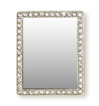 Silver Rectangle Crystal Phone Mirror